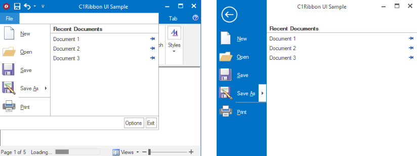 Application menu